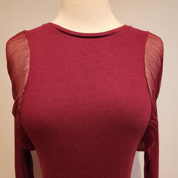 Buddhist Punk Long Sleeve Tee with Sheer Shoulder Detail, Size M - Picture 2 of 8